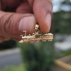 14K or 18K Gold Train Engine Locomotive Pendant