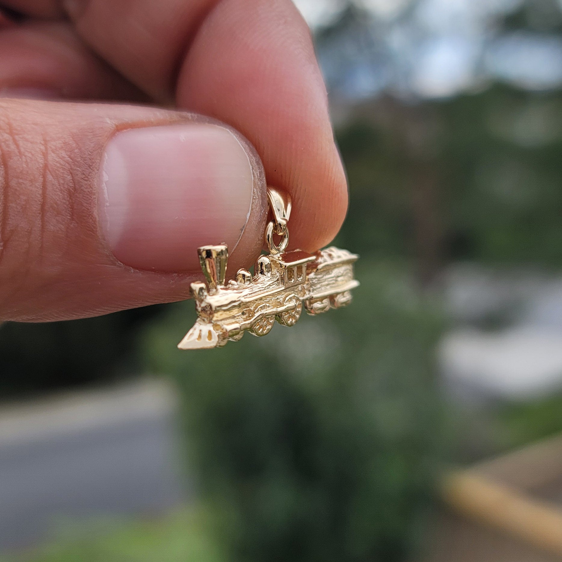 14K or 18K Gold Train Engine Locomotive Pendant
