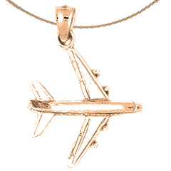 10K, 14K or 18K Gold 3D Airplane Pendant