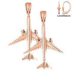 14K or 18K Gold 3D Airplane Earrings