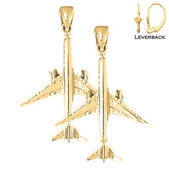 14K or 18K Gold 3D Airplane Earrings