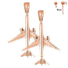 14K or 18K Gold 3D Airplane Earrings