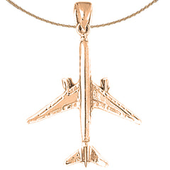 10K, 14K or 18K Gold 3D Airplane Pendant