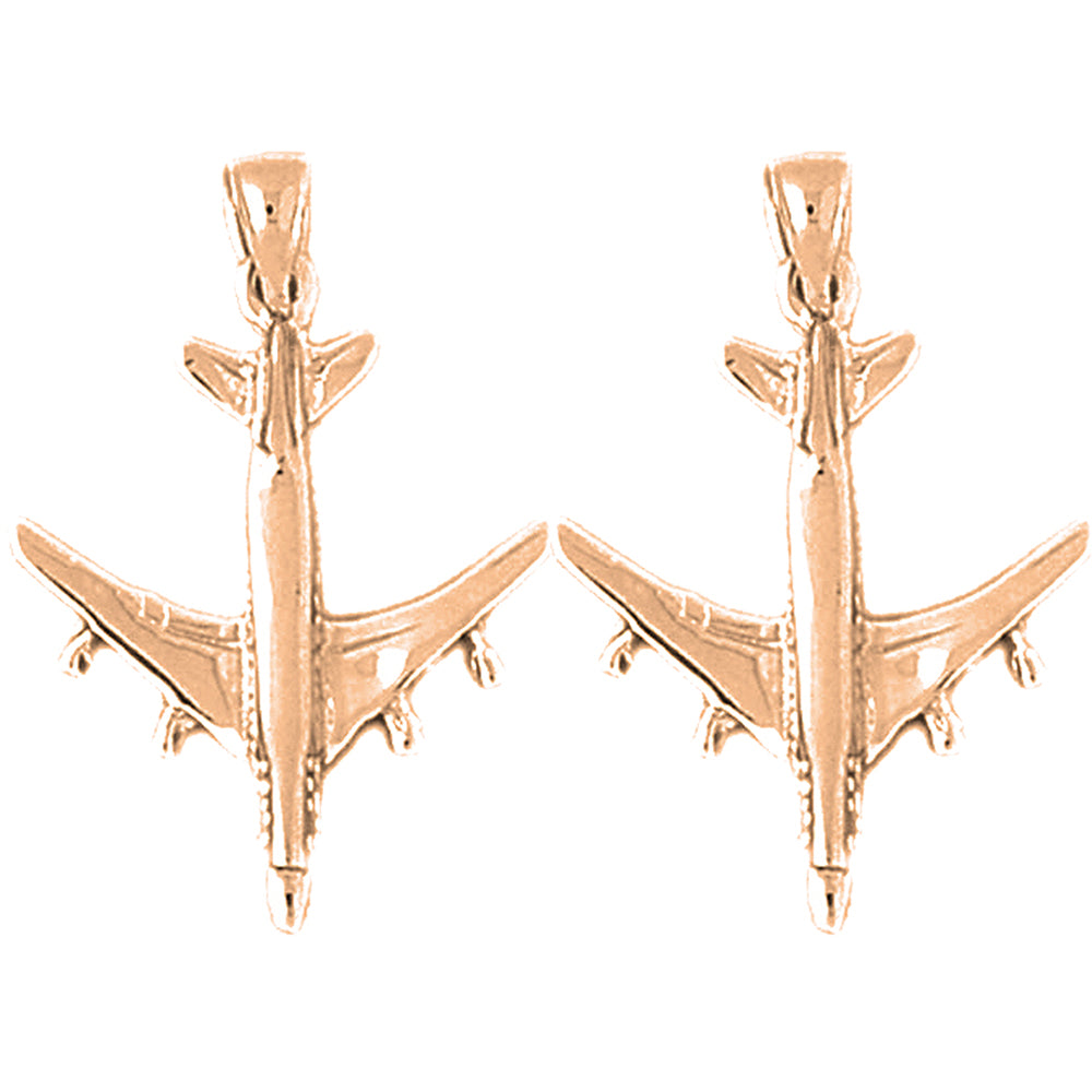14K or 18K Gold 29mm Airplane Earrings