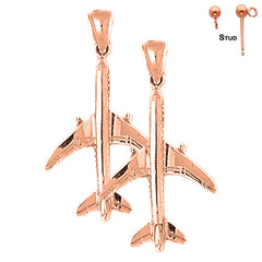 14K or 18K Gold 3D Airplane Earrings