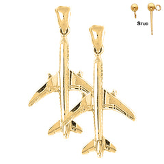 14K or 18K Gold 3D Airplane Earrings
