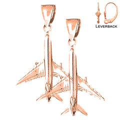 14K or 18K Gold 3D Airplane Earrings