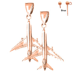 14K or 18K Gold 3D Airplane Earrings