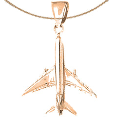 10K, 14K or 18K Gold 3D Airplane Pendant