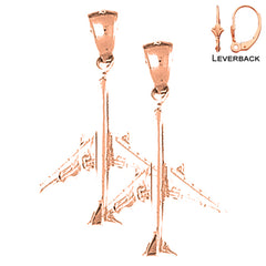 14K or 18K Gold 3D Airplane Earrings