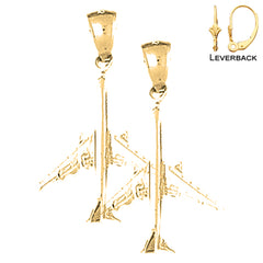 14K or 18K Gold 3D Airplane Earrings