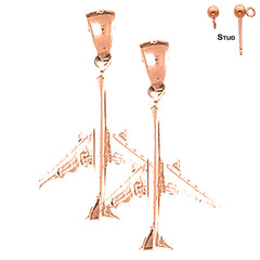 14K or 18K Gold 3D Airplane Earrings