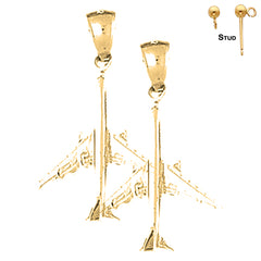 14K or 18K Gold 3D Airplane Earrings