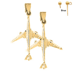 14K or 18K Gold 3D Airplane Earrings