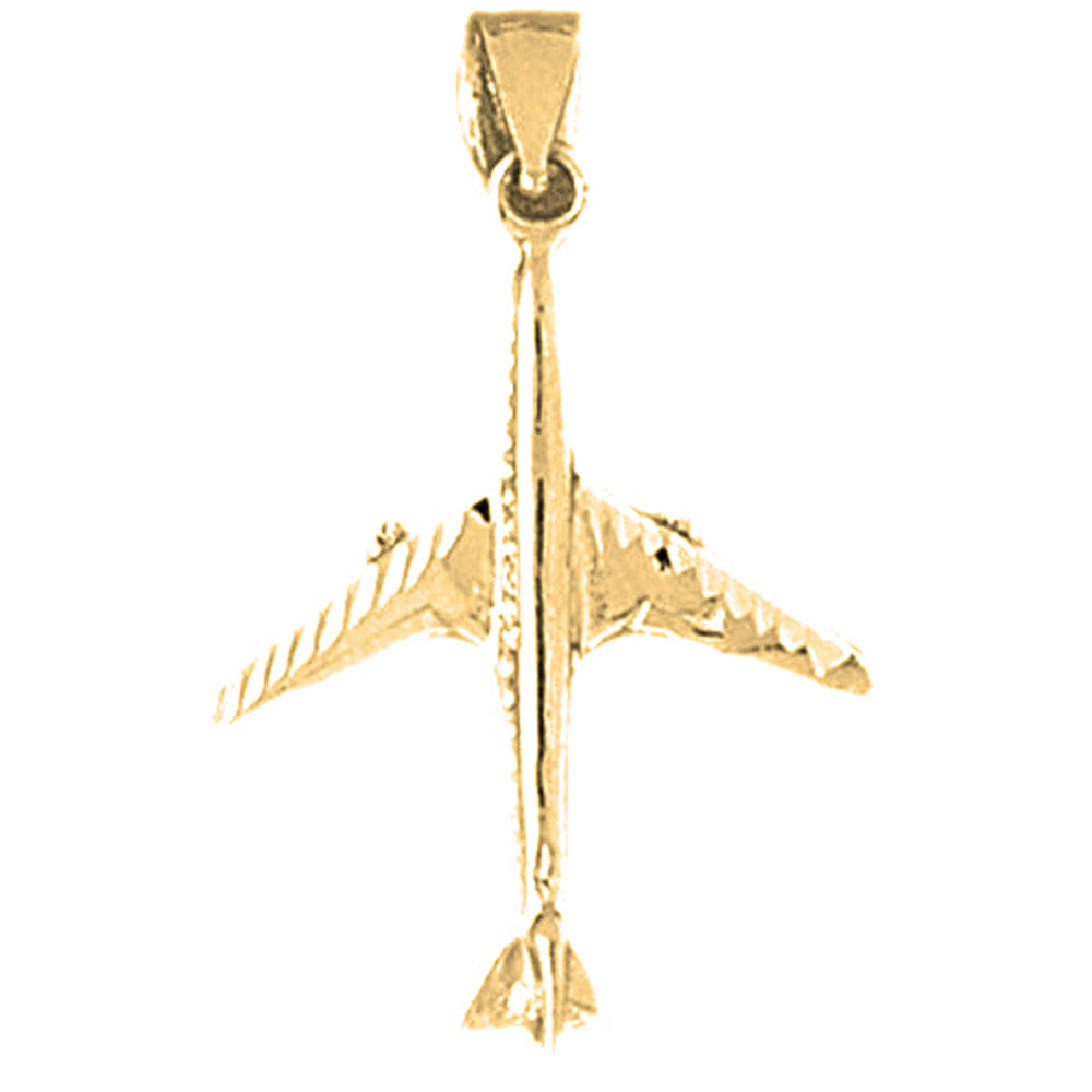 14K or 18K Gold 3D Airplane Pendant