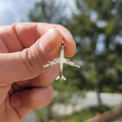 10K, 14K or 18K Gold 3D Airplane Pendant