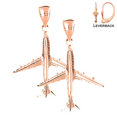 14K or 18K Gold 3D Airplane Earrings