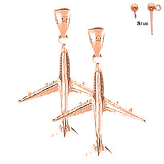 14K or 18K Gold 3D Airplane Earrings