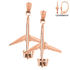 14K or 18K Gold 3D Airplane Earrings