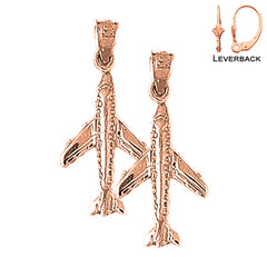 14K or 18K Gold 3D Airplane Earrings
