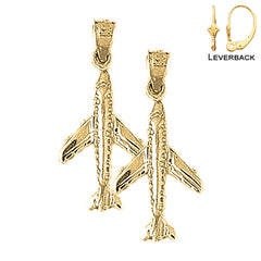 14K or 18K Gold 3D Airplane Earrings