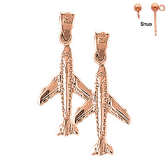 14K or 18K Gold 3D Airplane Earrings