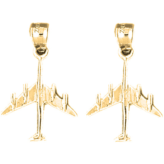 14K or 18K Gold 24mm Airplane Earrings
