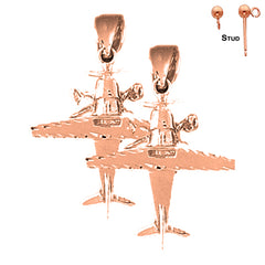 14K or 18K Gold Airplane Earrings