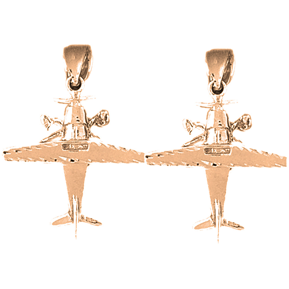 14K or 18K Gold 32mm Airplane Earrings