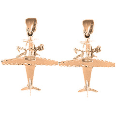 14K or 18K Gold 32mm Airplane Earrings