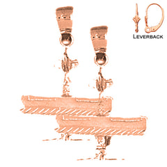 14K or 18K Gold 3D Airplane Earrings