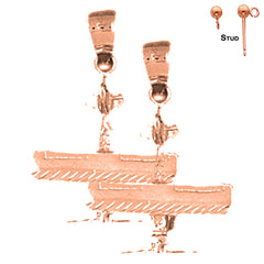 14K or 18K Gold 3D Airplane Earrings