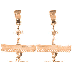 14K or 18K Gold 25mm 3D Airplane Earrings
