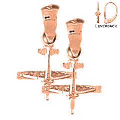 14K or 18K Gold 3D Airplane Earrings