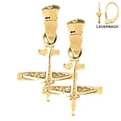 14K or 18K Gold 3D Airplane Earrings