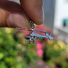 10K, 14K or 18K Gold 3D Helicopter Pendant