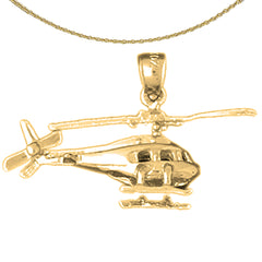 10K, 14K or 18K Gold 3D Helicopter Pendant