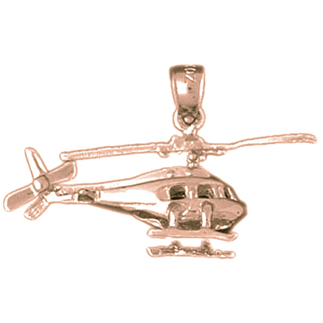 10K, 14K or 18K Gold 3D Helicopter Pendant
