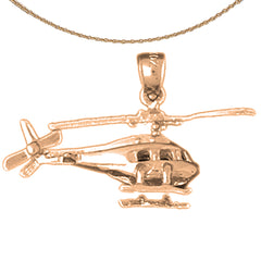 10K, 14K or 18K Gold 3D Helicopter Pendant
