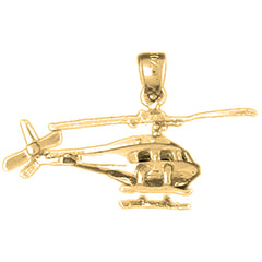 10K, 14K or 18K Gold 3D Helicopter Pendant