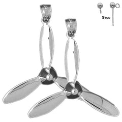Propeller-Ohrringe aus Sterlingsilber, 34 mm (weiß- oder gelbvergoldet)