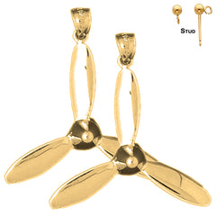 Propeller-Ohrringe aus Sterlingsilber, 34 mm (weiß- oder gelbvergoldet)