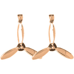 14K or 18K Gold 34mm Propeller Earrings