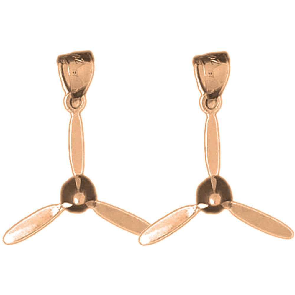 14K or 18K Gold 23mm Propeller Earrings