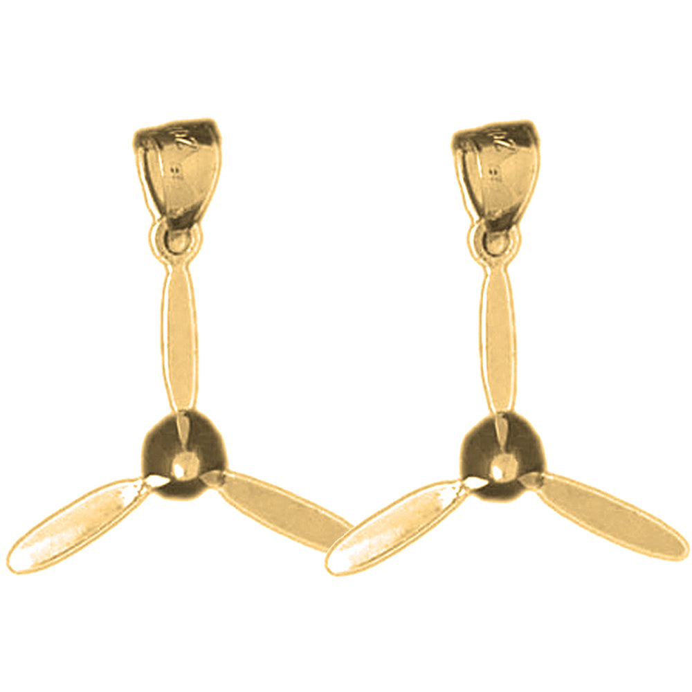 14K or 18K Gold 23mm Propeller Earrings