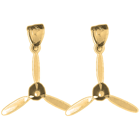 14K or 18K Gold 23mm Propeller Earrings