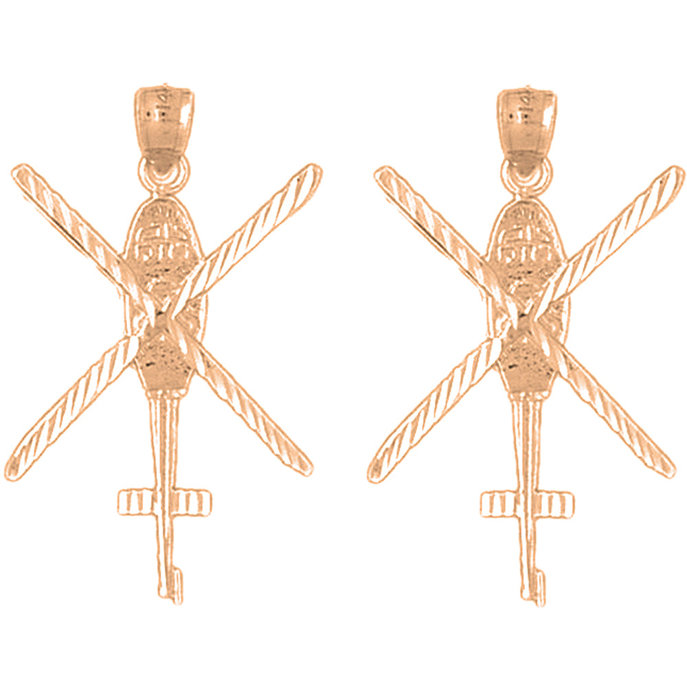 14K or 18K Gold 34mm Helicopter Earrings