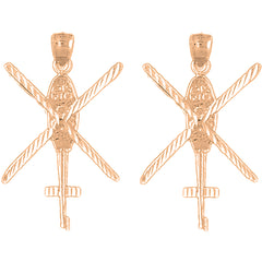 14K or 18K Gold 34mm Helicopter Earrings
