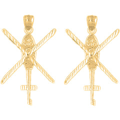 14K or 18K Gold 34mm Helicopter Earrings