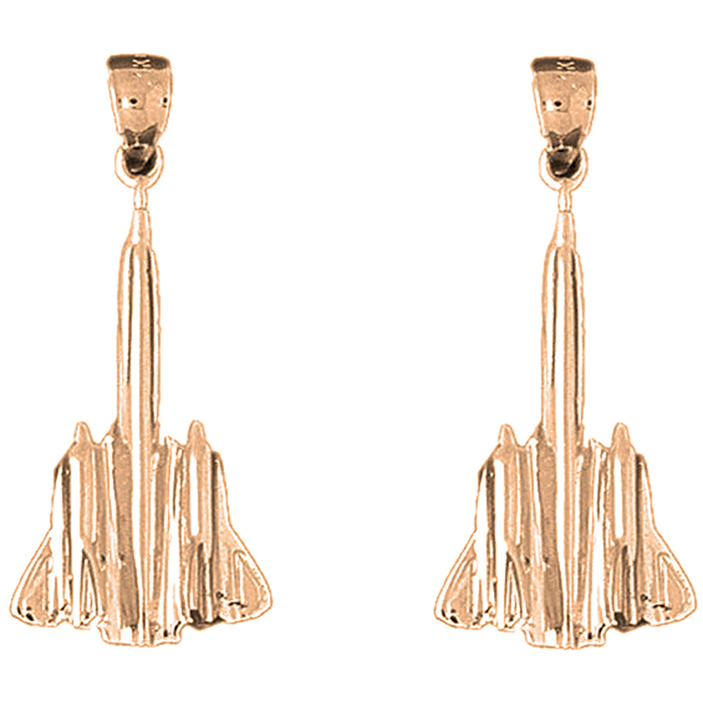 14K or 18K Gold 34mm Airplane Earrings